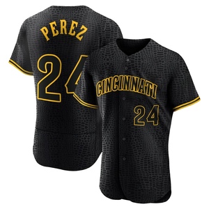 Men's Tony Perez Cincinnati Reds Authentic Black Snake Skin City Jersey