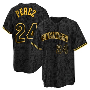 Men's Tony Perez Cincinnati Reds Replica Black Snake Skin City Jersey