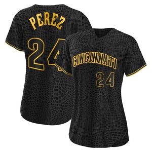 Women's Tony Perez Cincinnati Reds Authentic Black Snake Skin City Jersey